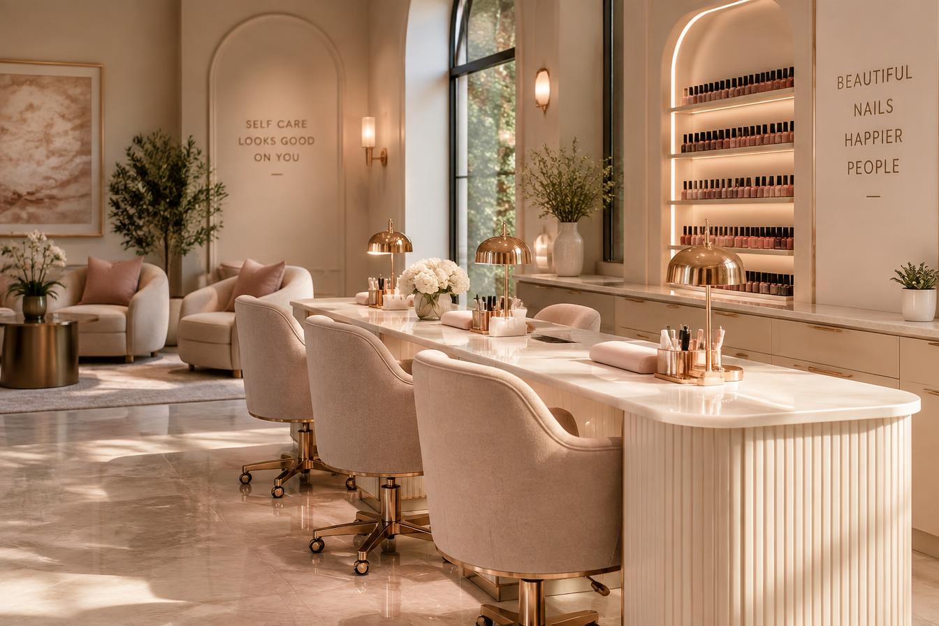Elegant interior of Lux Nails salon in Grayslake